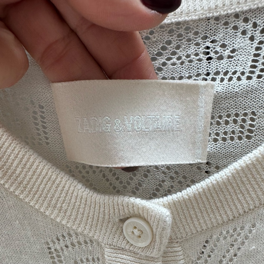 Zadig & Voltaire Monogram Knit Nila Open Front Long Sleeve Cardigan - Picture 10 of 15